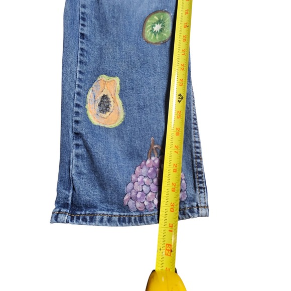 Levi's Womens 505 Regular Fit Jeans Fruits Hand Painted 36x30 Medium Wash Custom - Picture 8 of 9